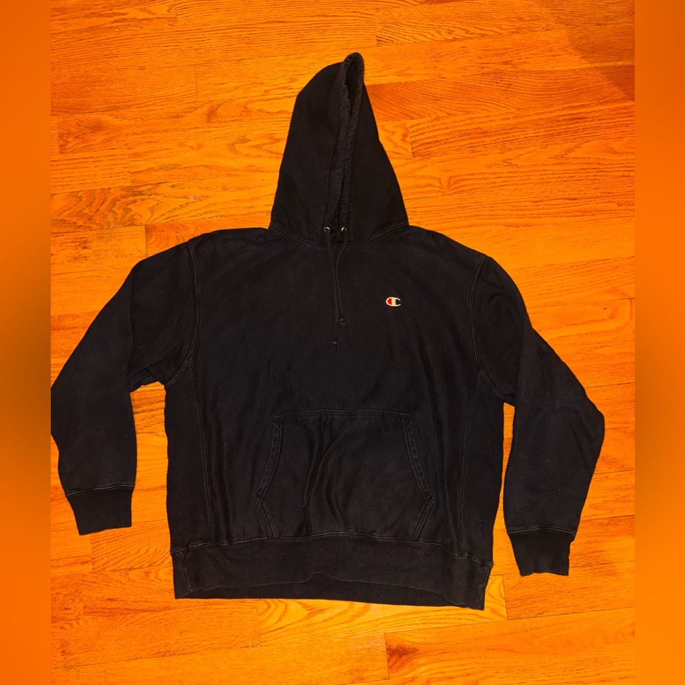 🍎Champion Men's Black Pullover Hoodie with Small Logo